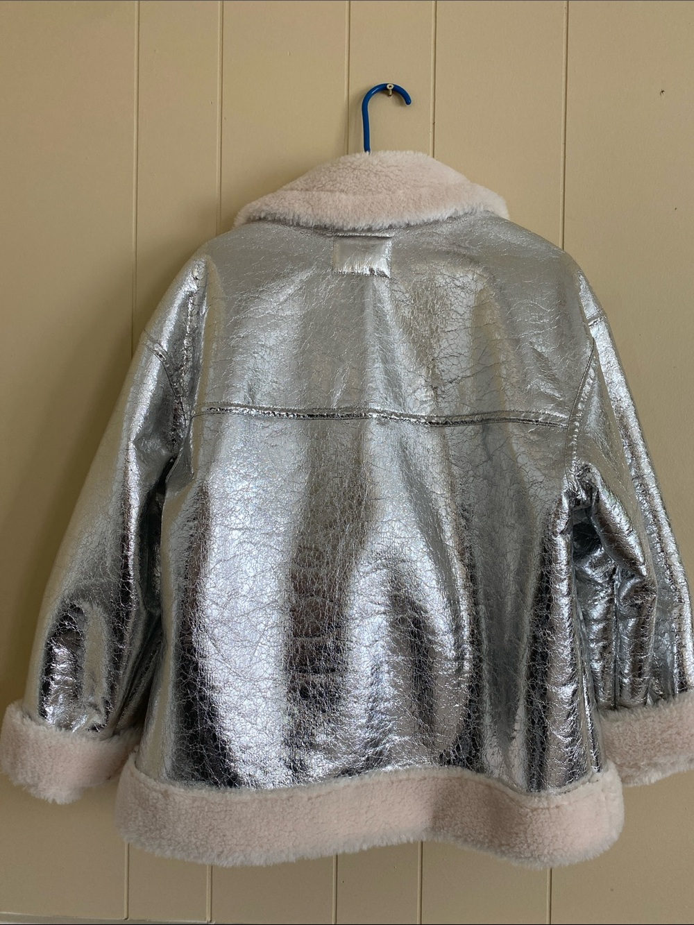 Blank NYC Metallic Silver Faux-Shearling Bomber Jacket - Picture 5 of 14